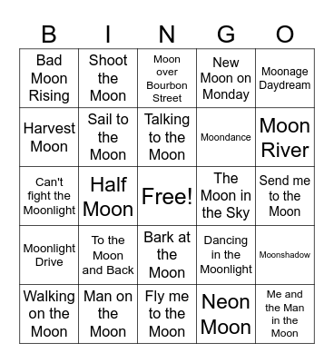 Moon Bingo Card