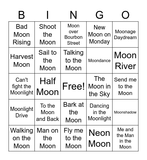 Moon Bingo Card