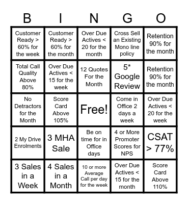 DEEKS BINGO- Service Inbound Bingo Card