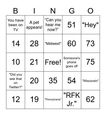 American Bridge BINGO Night Bingo Card