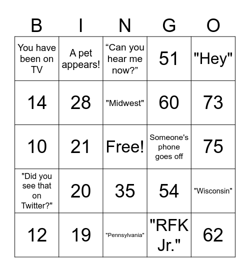 American Bridge BINGO Night Bingo Card