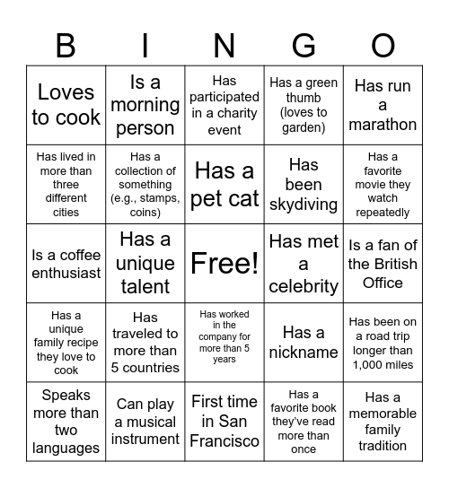 PRE Offsite Bingo Card