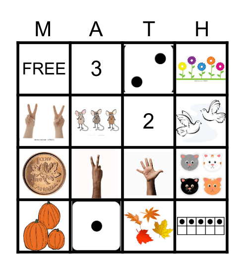 Primary MATH 1-5 Bingo Card