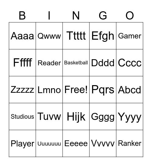 Untitled Bingo Card