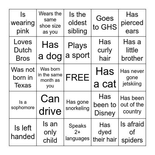 Find Someone Who Bingo Card