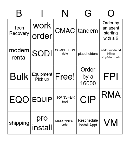 P3 Bingo Card