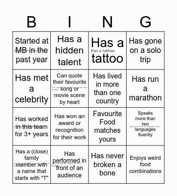 Find someone who... Bingo Card