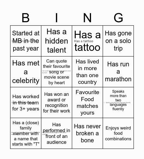 Find someone who... Bingo Card