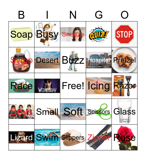 S and Z Bingo Card