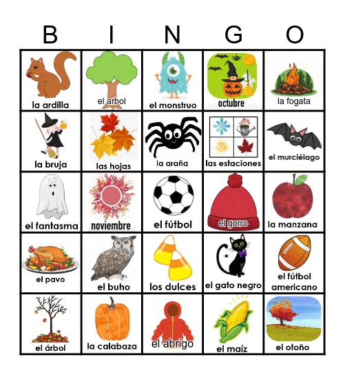 Lotería: El Otoño Bingo Card