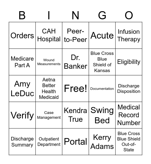 Case Management Week Bingo Card