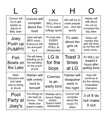 Oktoberfest Misadventurue Bingo Card