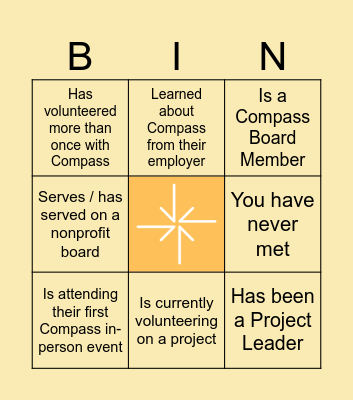 Compass Bingo Card