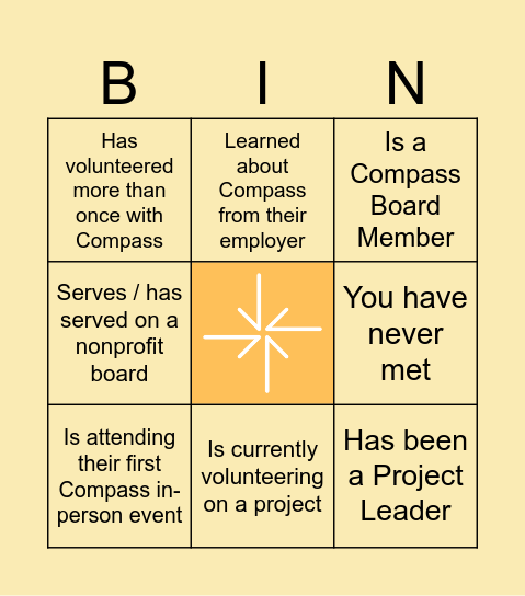 Compass Bingo Card