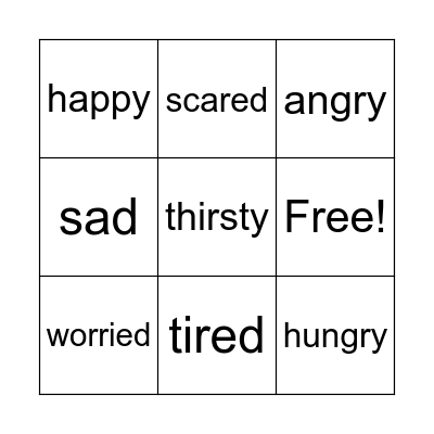 Feelings! Bingo Card