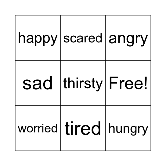 Feelings! Bingo Card