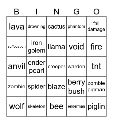 death bingo Card