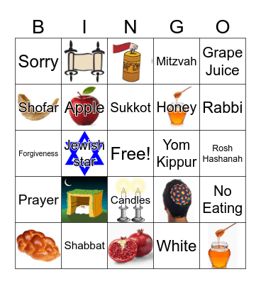 Jewish and Holidays Bingo Card