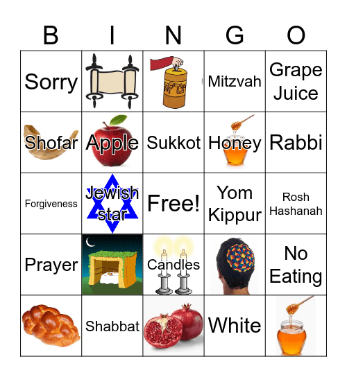 Jewish and Holidays Bingo Card