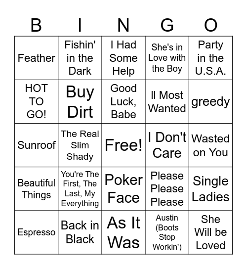 Music Bingo Card