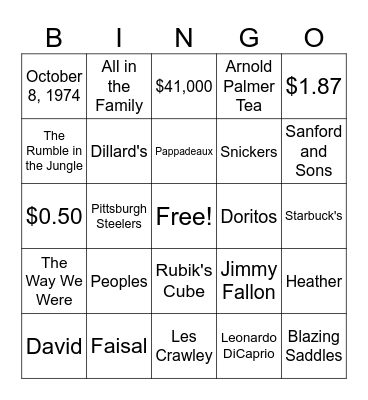 Mr. Crawley's 50th Birthday! Bingo Card
