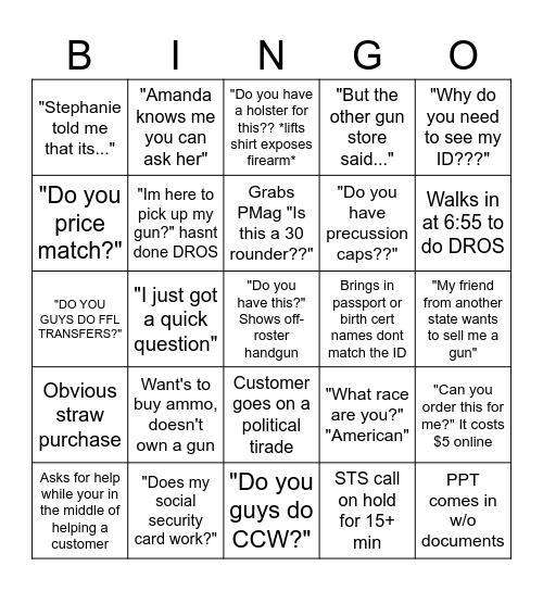 TURNERS BINGO Card