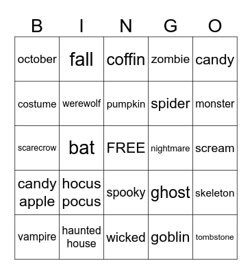 Halloween Bingo Card