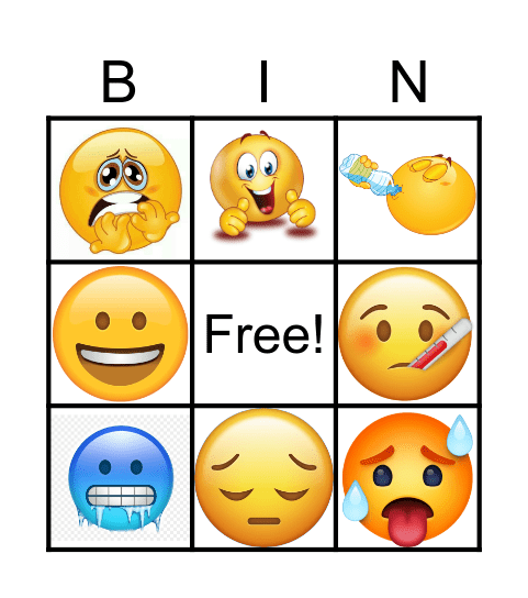 Feelings & emotions Bingo Card