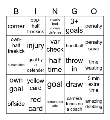 football Bingo Card