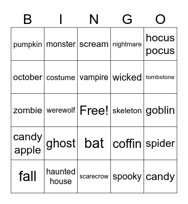 Halloween Bingo Card