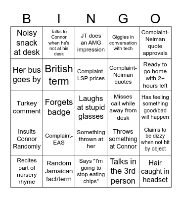 AMG Bingo Card