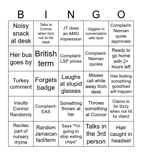AMG Bingo Card