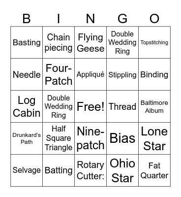 Quilt Bingo Card