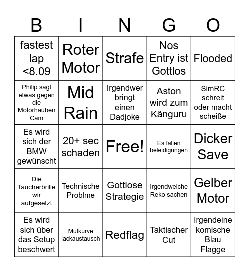 NOS Bingo Card