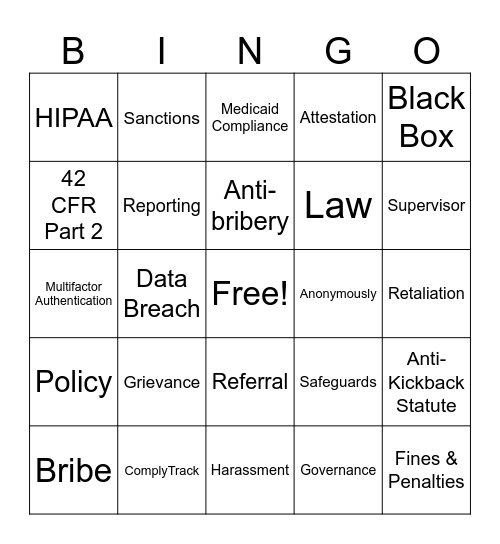 2025 Compliance & Ethics Week Bingo Card