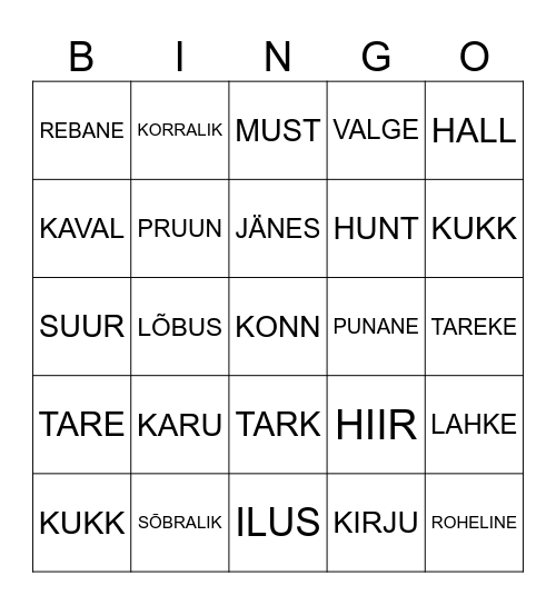 TARE - TAREKE Bingo Card