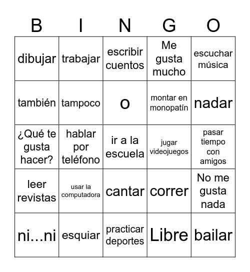 Unit 1A Bingo Card