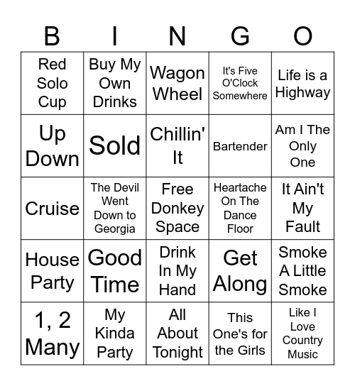 Country Party Classics Bingo Card