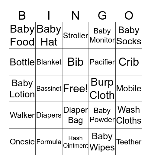 Baby Bingo Card