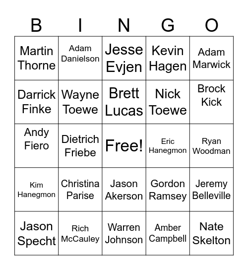 Deputy Bingo Card
