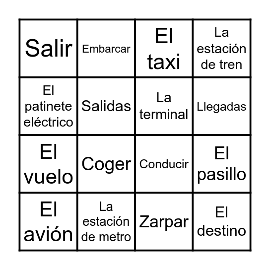 Bingo - De viaje Bingo Card