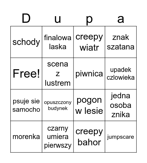 zjaran gowno Bingo Card