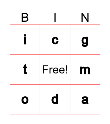 Kindergarten Sounds Bingo Card