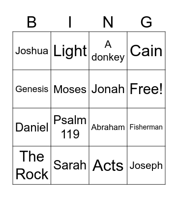 Bible Bingo Card