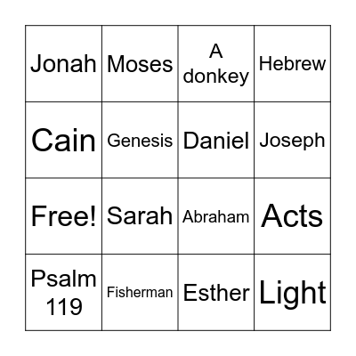 Bible Bingo Card