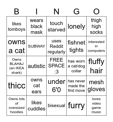 FEMBOY BINGO Card