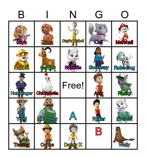 Paw Patrol Bingo Card