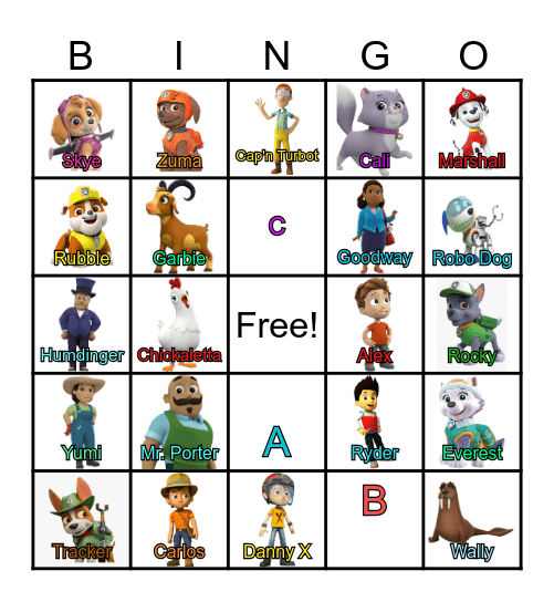 Paw Patrol Bingo Card