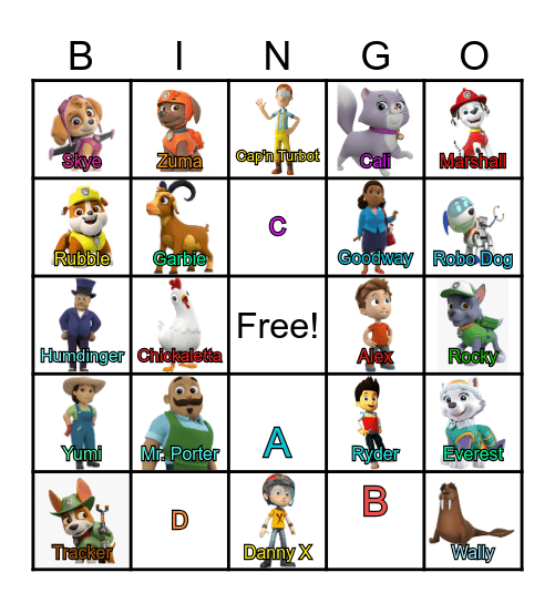 Paw Patrol Bingo Card