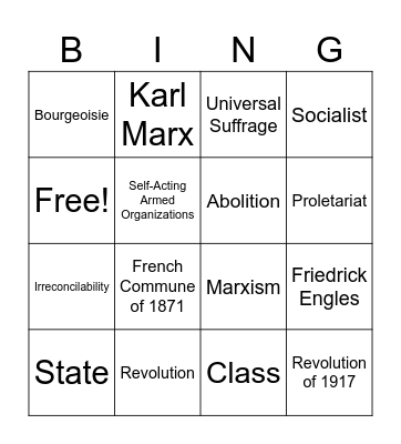 State and Revolution Bing Bingo Card